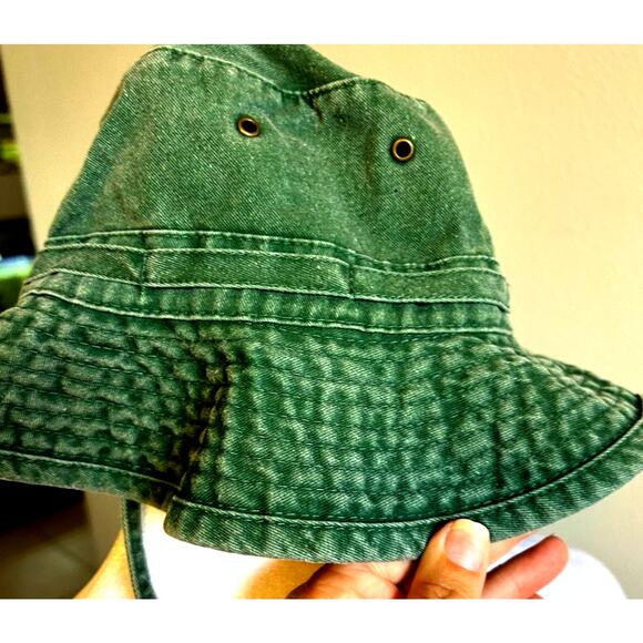 VTG Fishing Bucket Hat SNOOK Fish Embroidered 100% Cotton Faded Green Headwear M - Picture 4 of 8